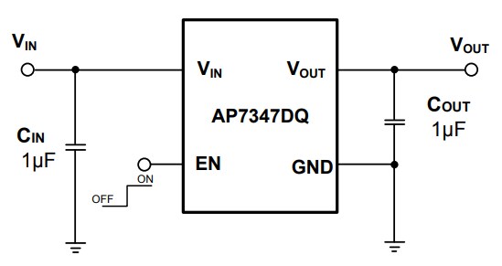 Applikations-Schaltungsdiagramm - Diodes Incorporated AP7347DQ LDO-Spannungsregler
